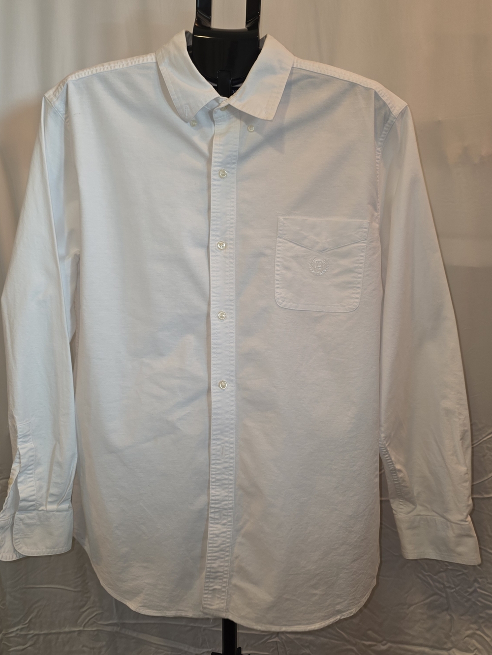 Chaps White Long-Sleeve Button-Down Shirt with Chest Pocket